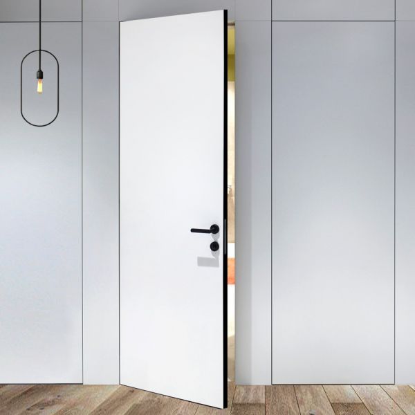 Двері прихованого монтажа Multistrato PN FT з чорним торцем та чорною форнітурою