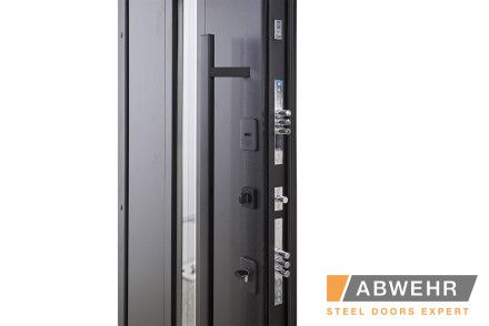 Двері з фанери модель Ufo Black (Колір RAL 9005 + Чорна шагрень) комплектація COTTAGE 1200
