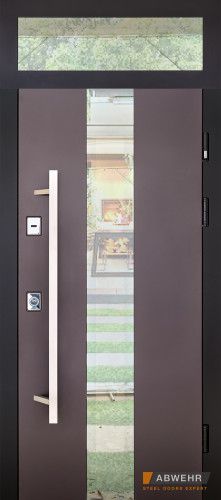 Вхідні двері з фрамугою та терморозривом модель Ufo Black (Колір RAL 8019 + Біла) комплектація COTTAGE