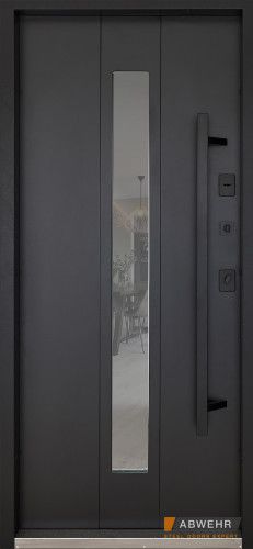 Вхідні двері з терморозривом модель Ufo Black (Колір RAL 9005 + Чорна шагрень) комплектація COTTAGE