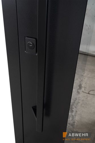 Вхідні двері з терморозривом модель Ufo Black (Колір RAL 9005 + Чорна шагрень) комплектація COTTAGE