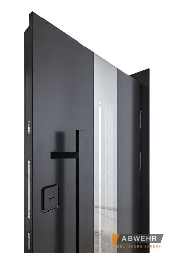 Вхідні двері з терморозривом модель Ufo Black (Колір RAL 9005 + Чорна шагрень) комплектація COTTAGE